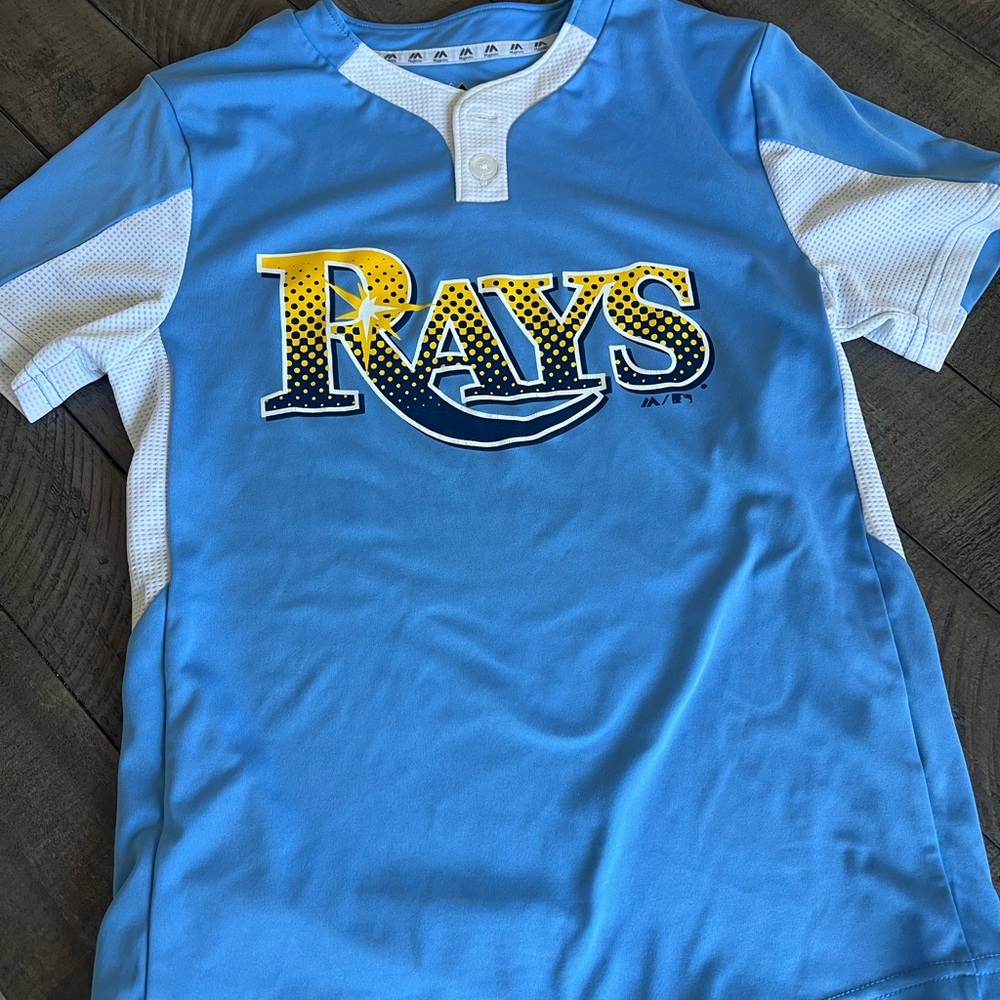 Tampa Bay Rays Majestic Cool Base Blue Jersey youth Medium
